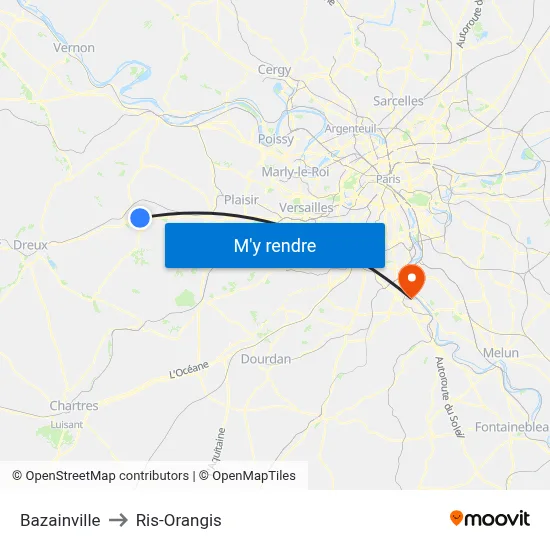 Bazainville to Ris-Orangis map