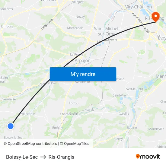 Boissy-Le-Sec to Ris-Orangis map
