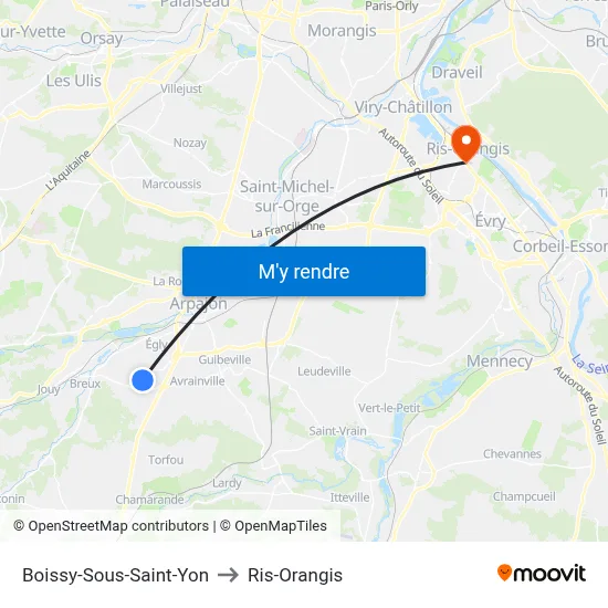 Boissy-Sous-Saint-Yon to Ris-Orangis map