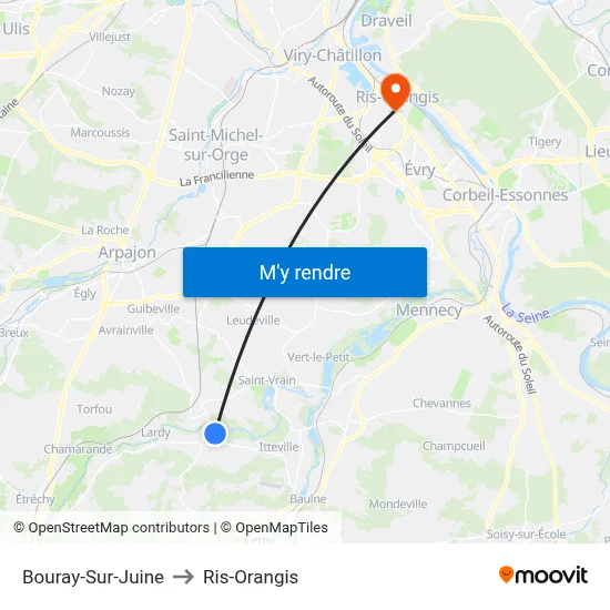 Bouray-Sur-Juine to Ris-Orangis map