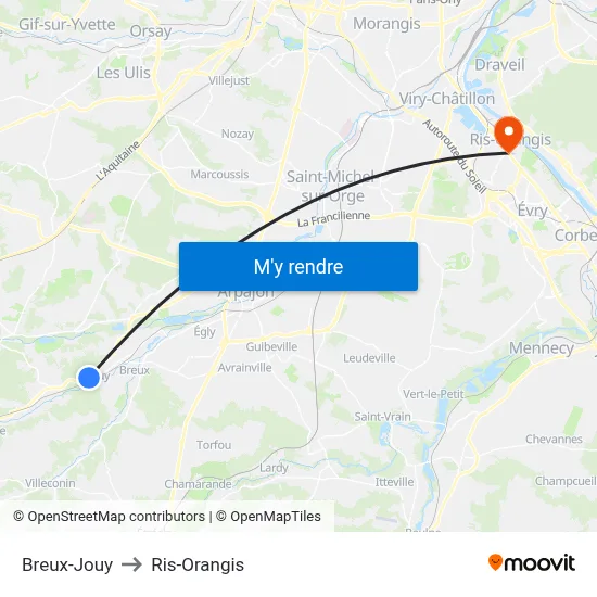 Breux-Jouy to Ris-Orangis map