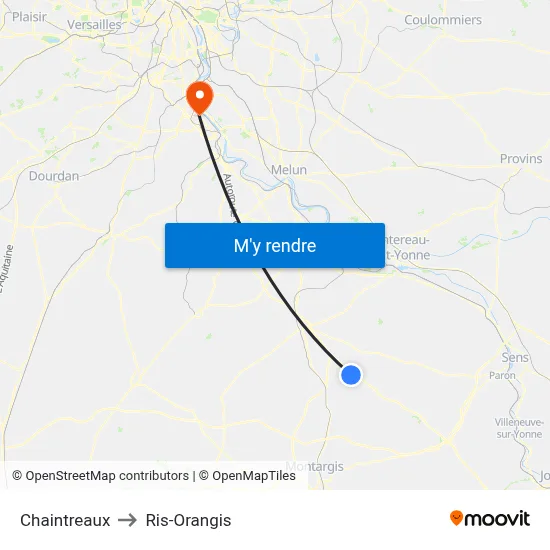 Chaintreaux to Ris-Orangis map