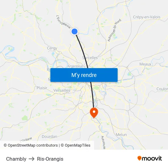 Chambly to Ris-Orangis map