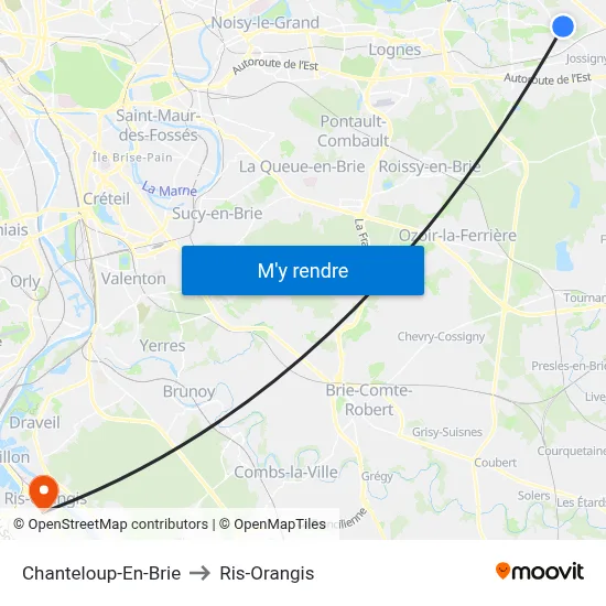Chanteloup-En-Brie to Ris-Orangis map
