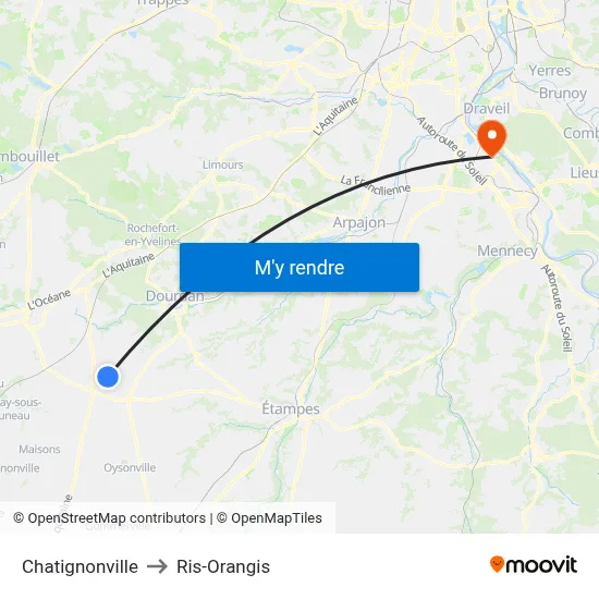 Chatignonville to Ris-Orangis map