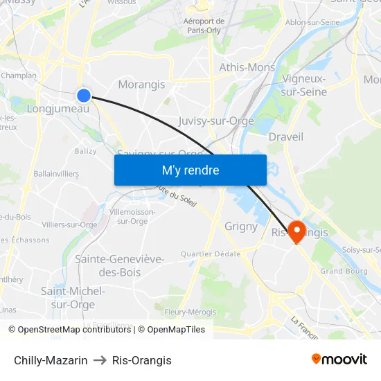 Chilly-Mazarin to Ris-Orangis map