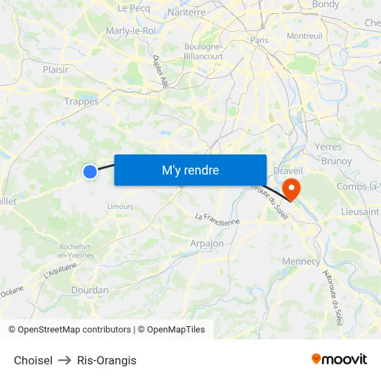 Choisel to Ris-Orangis map