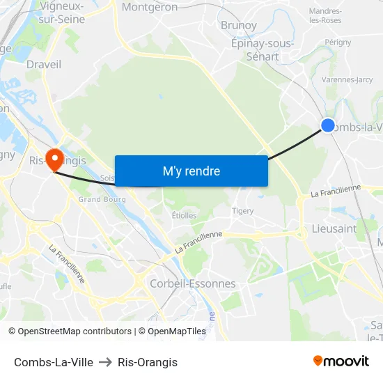 Combs-La-Ville to Ris-Orangis map