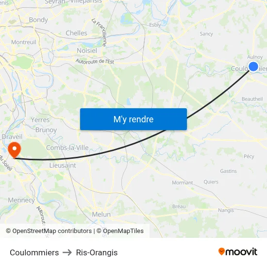 Coulommiers to Ris-Orangis map