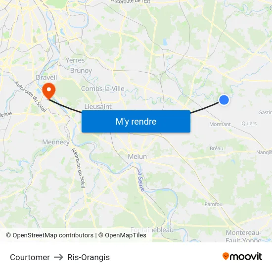 Courtomer to Ris-Orangis map