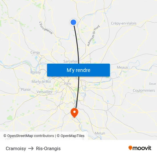 Cramoisy to Ris-Orangis map