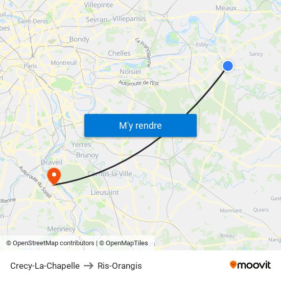 Crecy-La-Chapelle to Ris-Orangis map