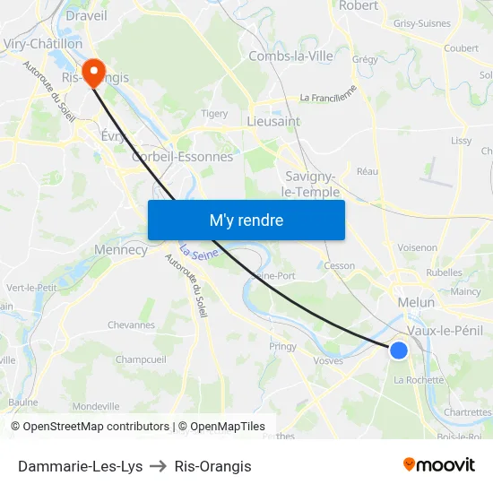 Dammarie-Les-Lys to Ris-Orangis map