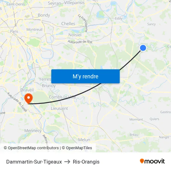 Dammartin-Sur-Tigeaux to Ris-Orangis map