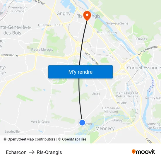 Echarcon to Ris-Orangis map