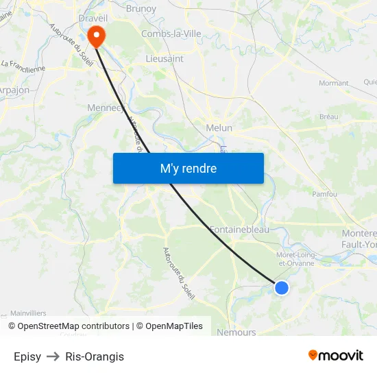 Episy to Ris-Orangis map