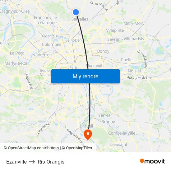 Ezanville to Ris-Orangis map