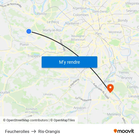 Feucherolles to Ris-Orangis map