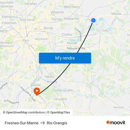 Fresnes-Sur-Marne to Ris-Orangis map
