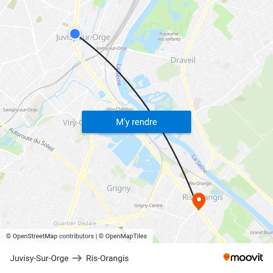 Juvisy-Sur-Orge to Ris-Orangis map