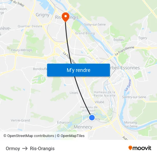 Ormoy to Ris-Orangis map