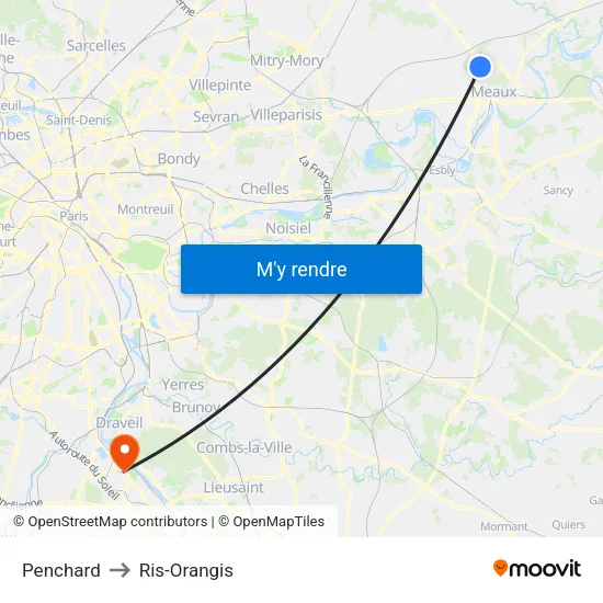 Penchard to Ris-Orangis map