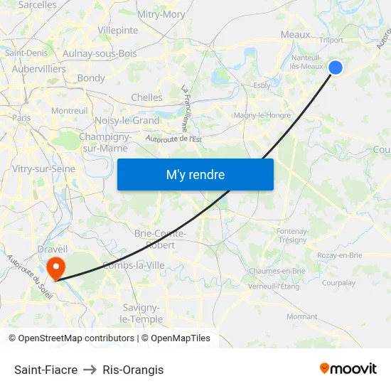 Saint-Fiacre to Ris-Orangis map