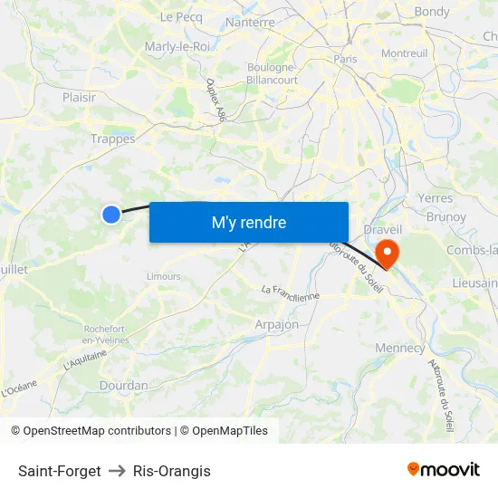 Saint-Forget to Ris-Orangis map