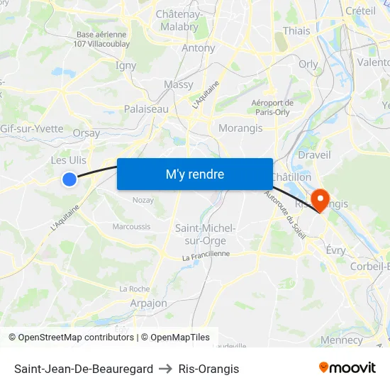 Saint-Jean-De-Beauregard to Ris-Orangis map