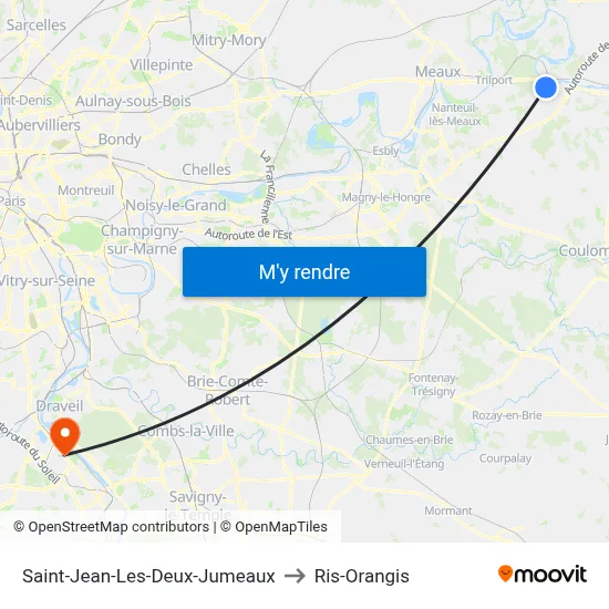 Saint-Jean-Les-Deux-Jumeaux to Ris-Orangis map