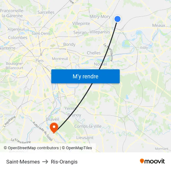 Saint-Mesmes to Ris-Orangis map