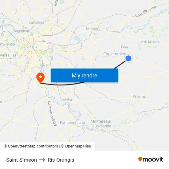 Saint-Simeon to Ris-Orangis map
