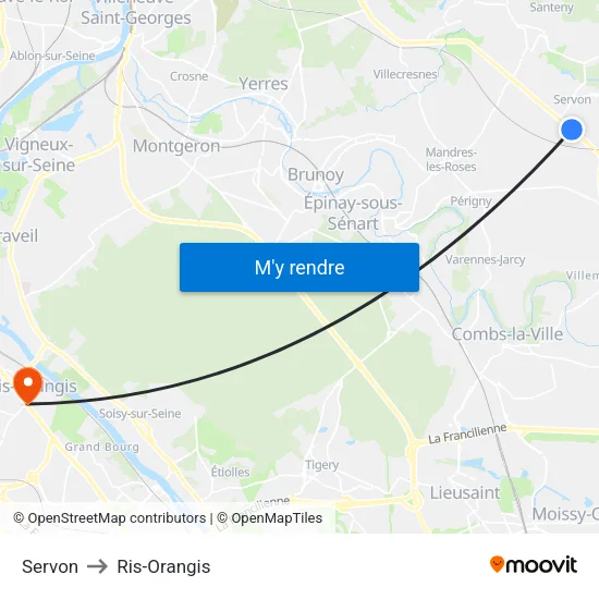 Servon to Ris-Orangis map