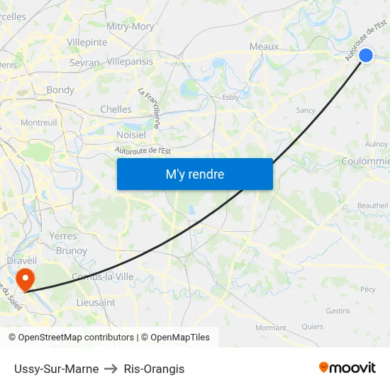 Ussy-Sur-Marne to Ris-Orangis map