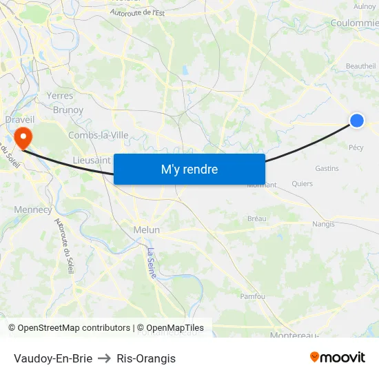 Vaudoy-En-Brie to Ris-Orangis map