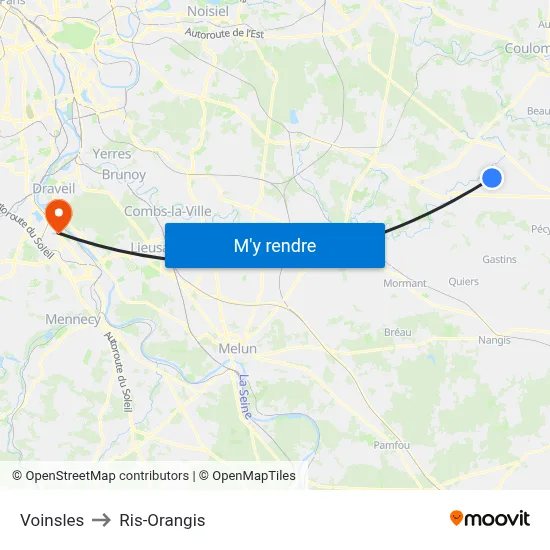 Voinsles to Ris-Orangis map
