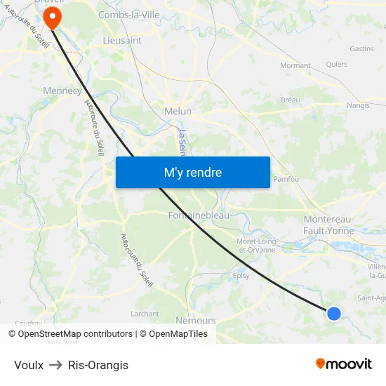 Voulx to Ris-Orangis map