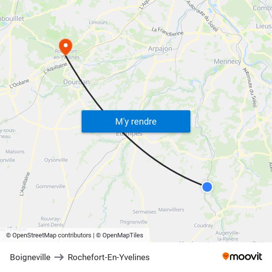 Boigneville to Rochefort-En-Yvelines map