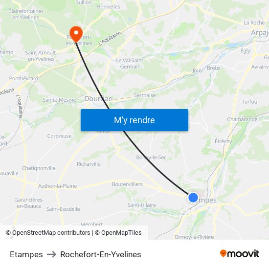 Etampes to Rochefort-En-Yvelines map