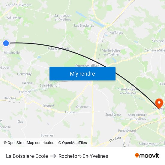 La Boissiere-Ecole to Rochefort-En-Yvelines map