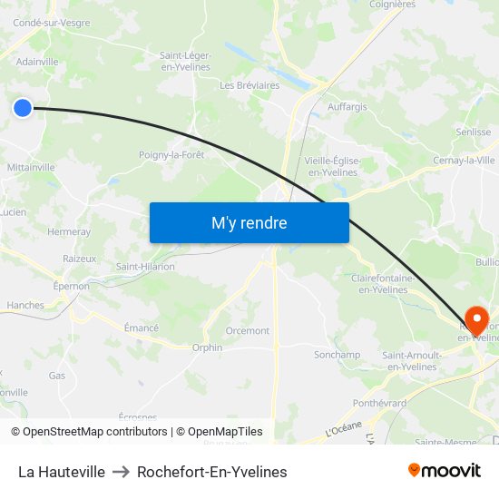 La Hauteville to Rochefort-En-Yvelines map