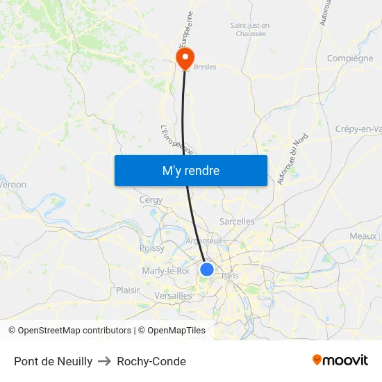 Pont de Neuilly to Rochy-Conde map