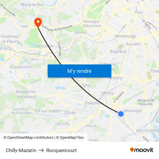 Chilly-Mazarin to Rocquencourt map