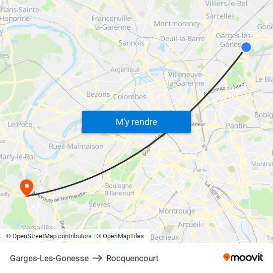 Garges-Les-Gonesse to Rocquencourt map