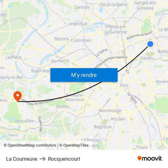 La Courneuve to Rocquencourt map