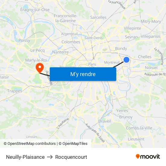 Neuilly-Plaisance to Rocquencourt map