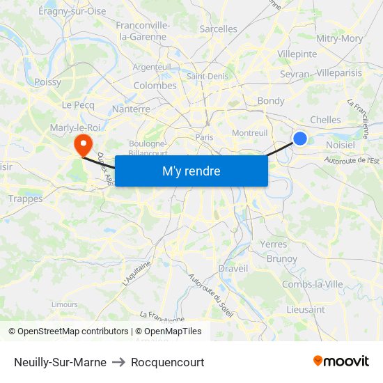 Neuilly-Sur-Marne to Rocquencourt map