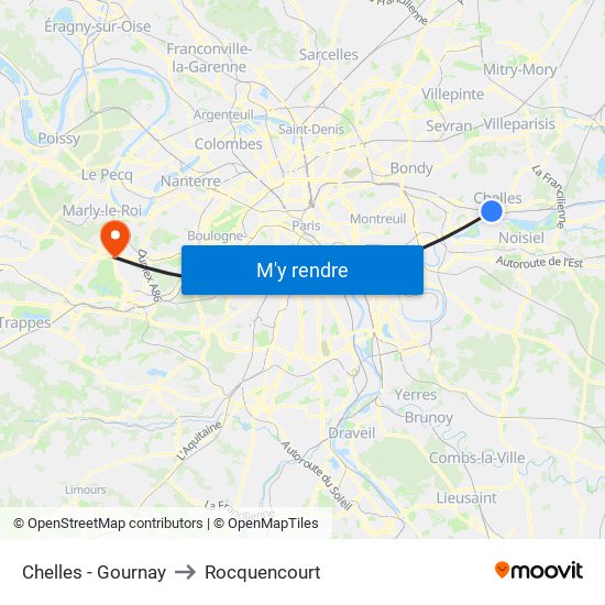 Chelles - Gournay to Rocquencourt map