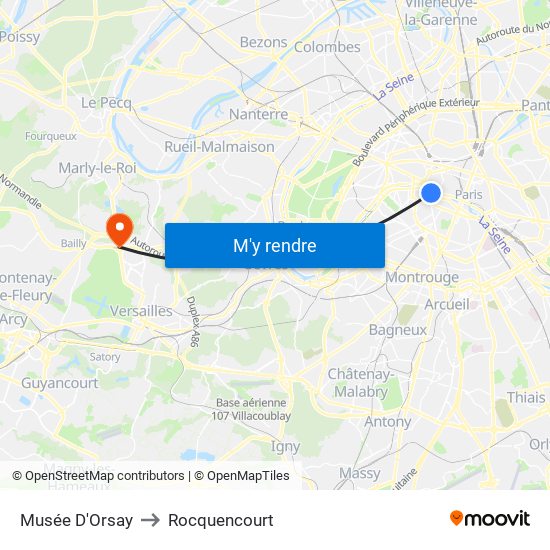 Musée D'Orsay to Rocquencourt map
