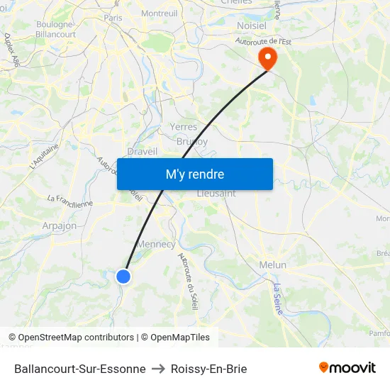 Ballancourt-Sur-Essonne to Roissy-En-Brie map